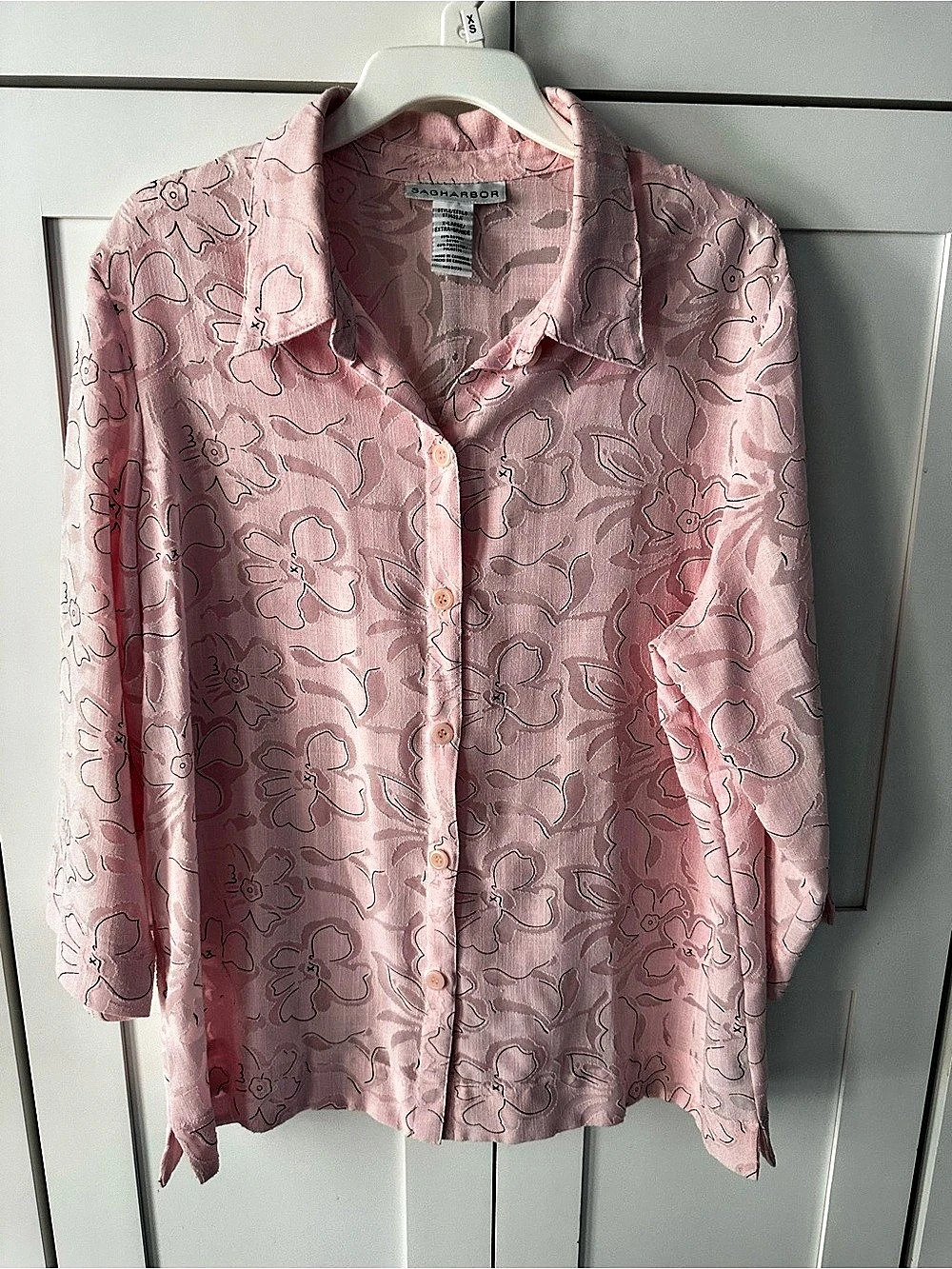 SAGHARBOR Floral Button Down Blouse in Pink XL Like New